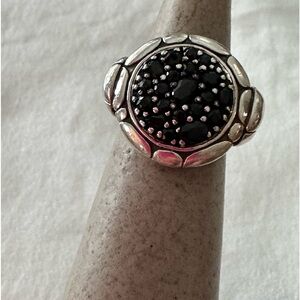 John Hardy Sterling Silver Kali Pure Lavafire Black Sapphire Ring Sz 6 approx.